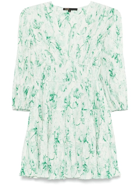 Maje patterned pleated mini dress - Green - zdjęcie produktu nr 1