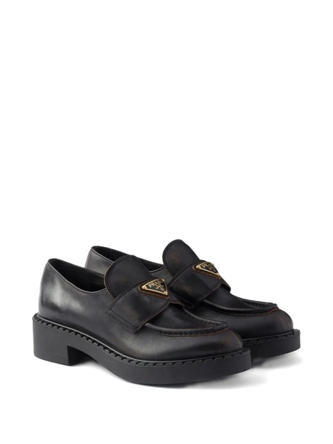 Prada logo-triangle loafers - Black - zdjęcie produktu nr 1