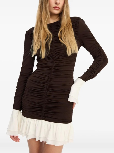 ROTATE BIRGER CHRISTENSEN ruched long-sleeved mini dress - Brown - zdjęcie produktu nr 2