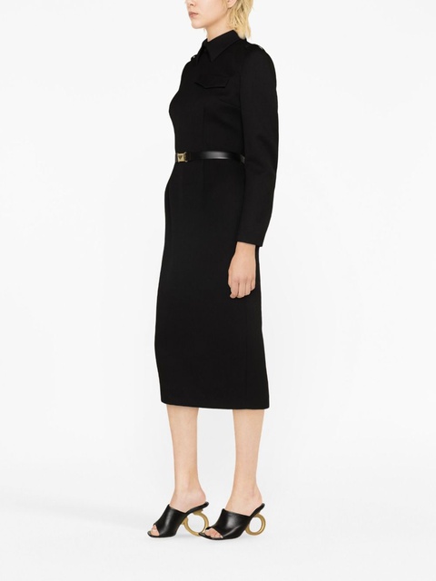 Prada belted wool-blend midi dress - Black - zdjęcie produktu nr 2