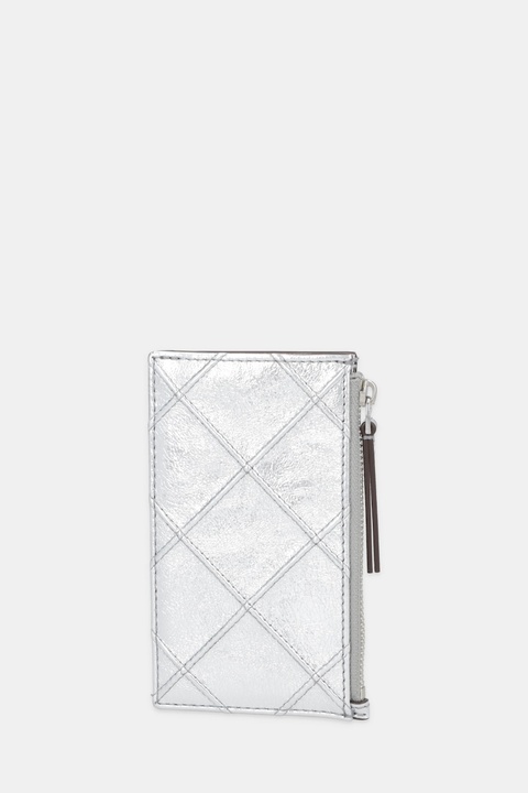 Tory Burch portfel skórzany Fleming damski kolor srebrny 175191-040 - zdjęcie produktu nr 2