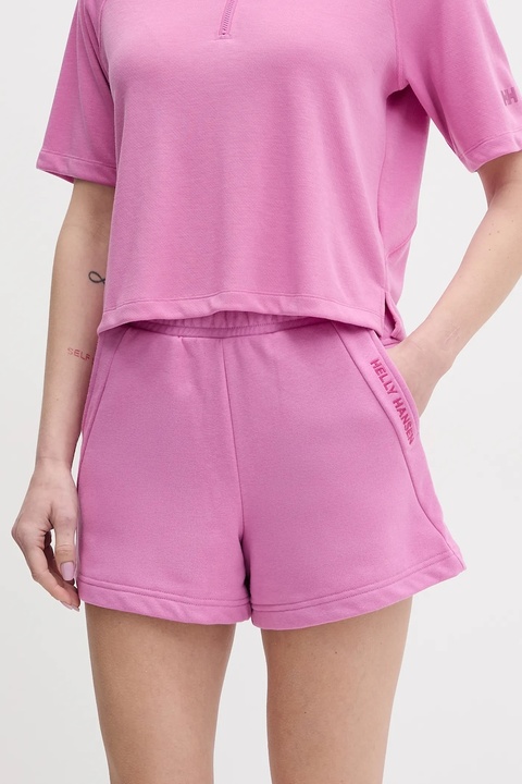 Helly Hansen szorty damskie kolor fioletowy z nadrukiem high waist 54081 - zdjęcie produktu nr 2