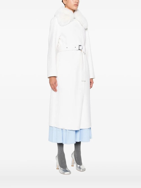 Maje faux-fur-collar belted coat - White - zdjęcie produktu nr 2