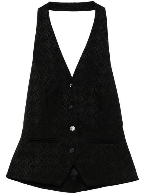 Marine Serre Moon Diamond-jacquard halterneck top - Black - zdjęcie produktu nr 1