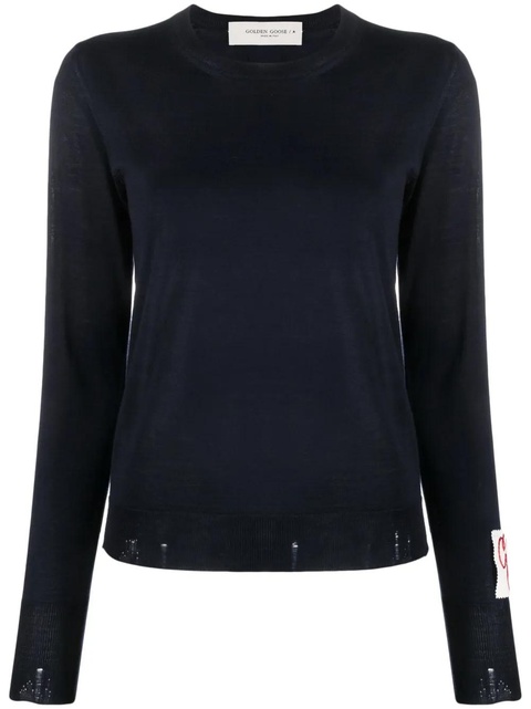 Golden Goose ribbed-trim wool sweater - Blue - zdjęcie produktu nr 1