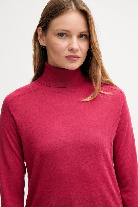 United Colors of Benetton sweter wełniany damski kolor różowy lekki z golfem 11AHD203Y - zdjęcie produktu nr 2