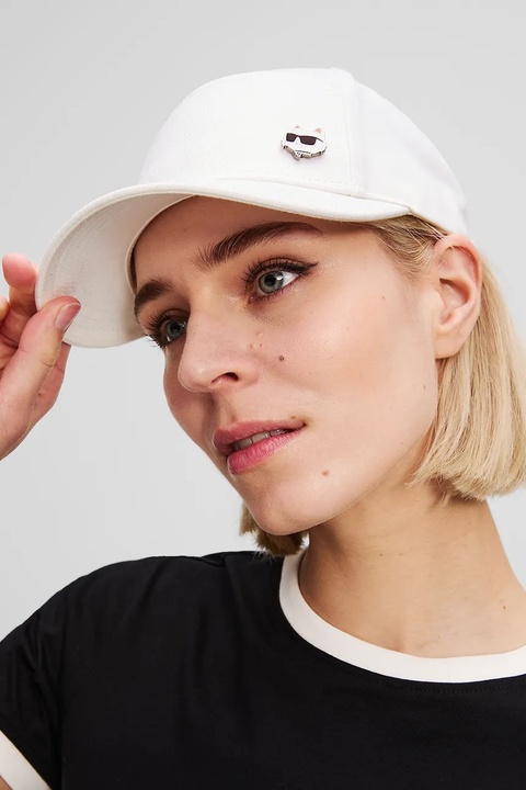 Karl Lagerfeld czapka z daszkiem bawełniana kolor biały gładka A3W33139 - zdjęcie produktu nr 1