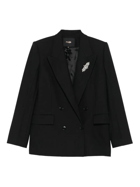 Maje Vayra crystal-embellished double-breasted blazer - Black - zdjęcie produktu nr 1