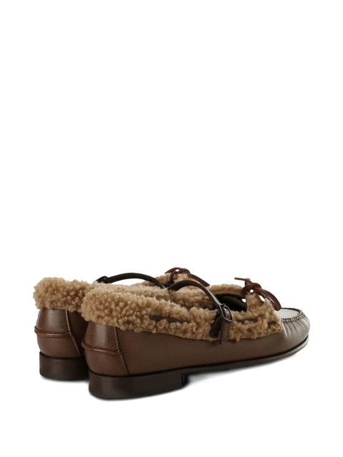 Hereu shearling-trimmed buckle loafers - Brown - zdjęcie produktu nr 2