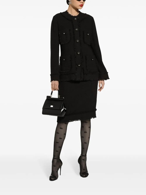 Dolce & Gabbana DG-plaque tweed midi skirt - Black - zdjęcie produktu nr 1