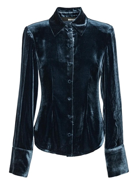 ROTATE BIRGER CHRISTENSEN long-sleeve velvet shirt - Blue - zdjęcie produktu nr 1