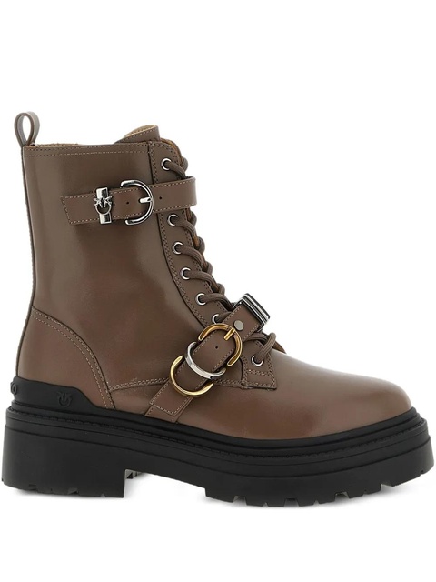 PINKO buckle-strap lace-up boots - Brown - zdjęcie produktu nr 1