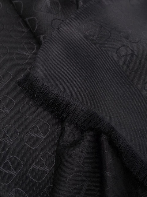 Valentino Garavani VLogo fringed scarf - Black - zdjęcie produktu nr 2