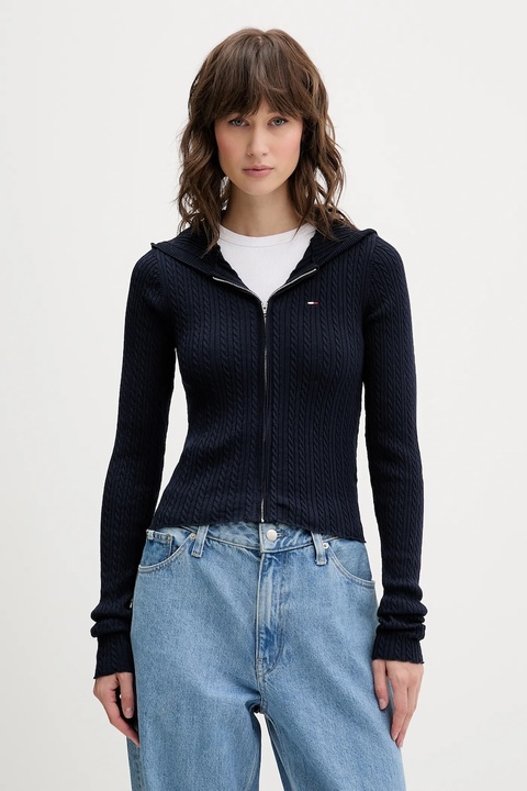 Tommy Jeans kardigan damski kolor granatowy lekki DW0DW21673 - zdjęcie produktu nr 1