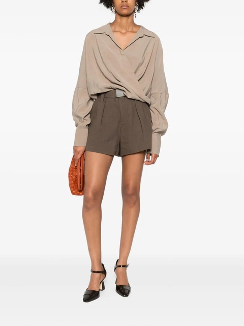 Eleh wrap-effect cotton blouse - Neutrals - zdjęcie produktu nr 2