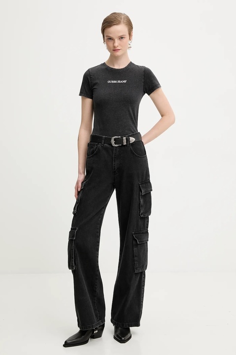 Guess Jeans t-shirt bawełniany damski kolor czarny W5BI26 I3Z14 - zdjęcie produktu nr 2