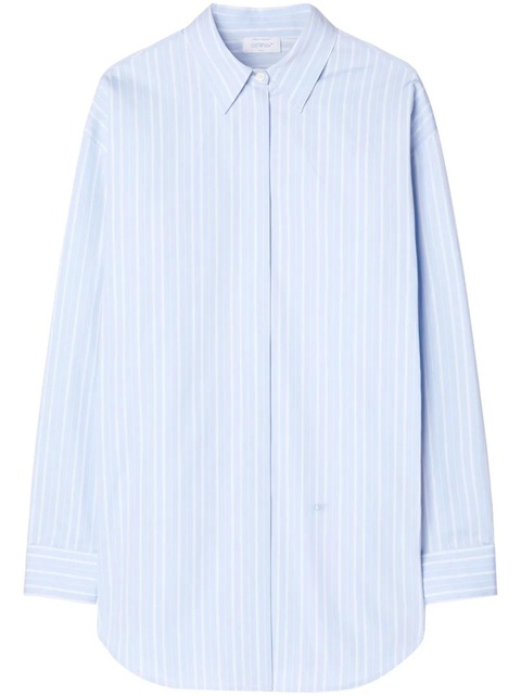 Off-White zip-detail pinstriped poplin shirt - Blue - zdjęcie produktu nr 1