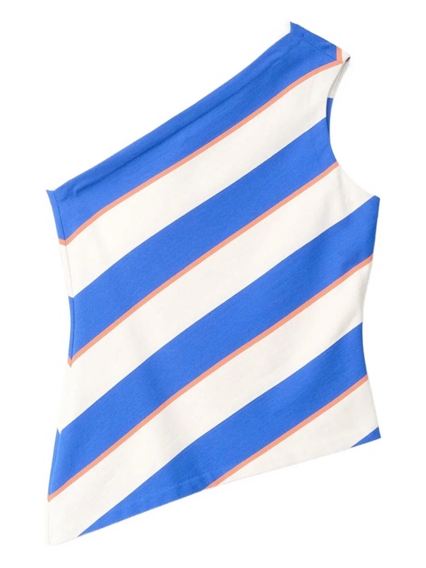 STAUD Esme diagonal-stripe one-shoulder blouse - White - zdjęcie produktu nr 1