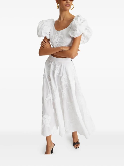 ROTATE BIRGER CHRISTENSEN floral-embroidered midi skirt - White - zdjęcie produktu nr 2