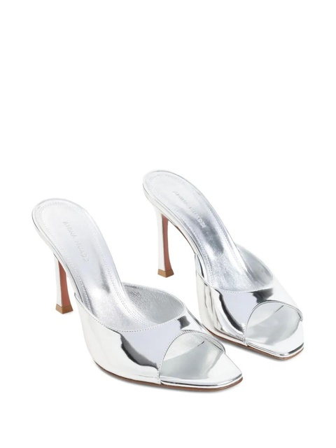 Amina Muaddi square-toe heeled sandals - Silver - zdjęcie produktu nr 1