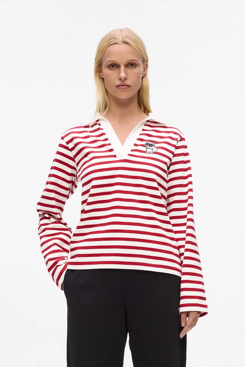 Karl Lagerfeld longsleeve bawełniany kolor czerwony A4W17081 - zdjęcie produktu nr 1