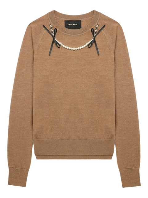 Simone Rocha embellished raglan-sleeve sweater - Brown - zdjęcie produktu nr 1