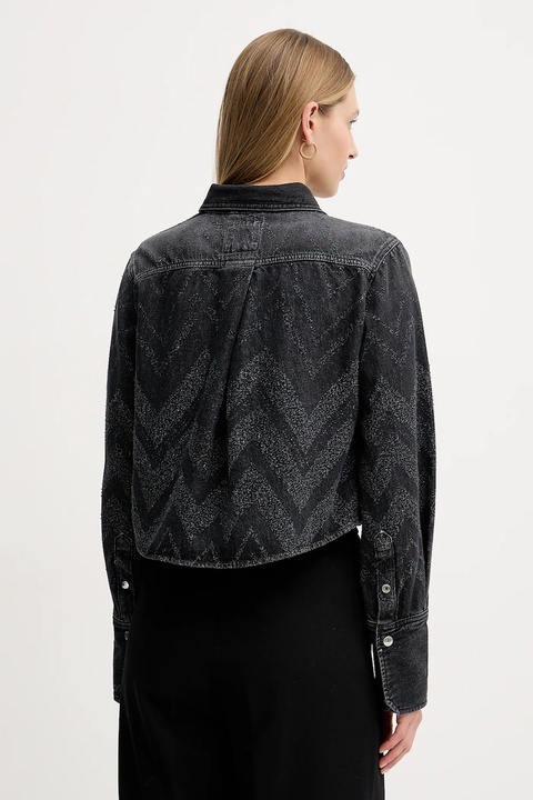 BOSS Orange koszula jeansowa damska kolor szary regular z kołnierzykiem klasycznym 50548445 - zdjęcie produktu nr 2