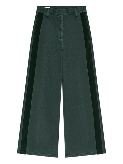 DRIES VAN NOTEN side-stripe denim trousers - Green - zdjęcie produktu nr 1
