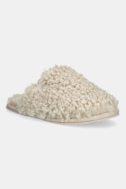Calvin Klein kapcie CLOSE SLIPPER FUR kolor beżowy YW0YW01975 - zdjęcie produktu nr 1