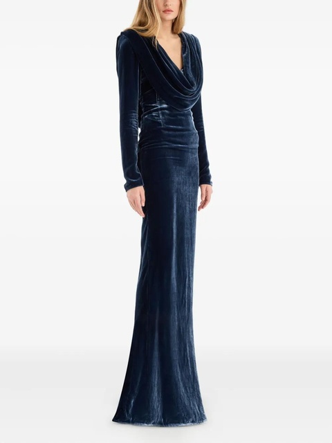 ROTATE BIRGER CHRISTENSEN scoop-neck velvet maxi dress - Blue - zdjęcie produktu nr 1