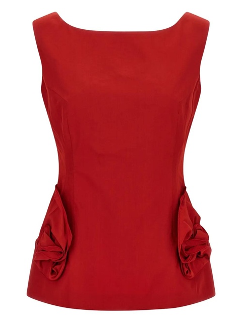 Magda Butrym rose-embellished square-neck top - Red - zdjęcie produktu nr 1