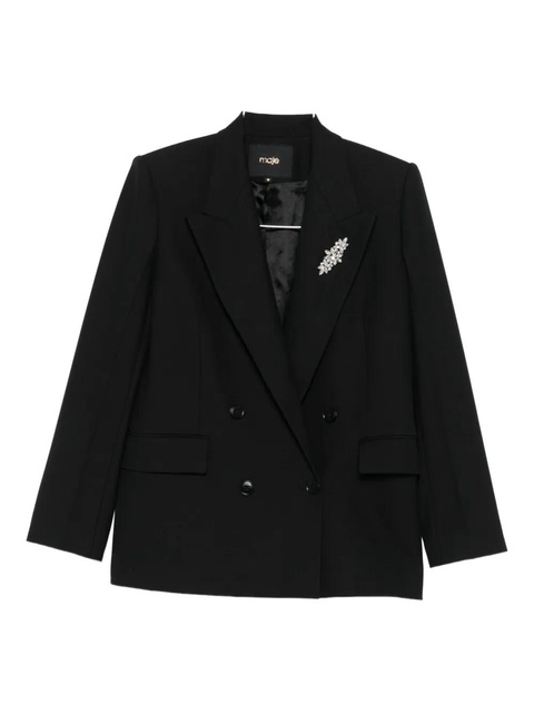 Maje Vayra crystal-embellished double-breasted blazer - Black - zdjęcie produktu nr 2