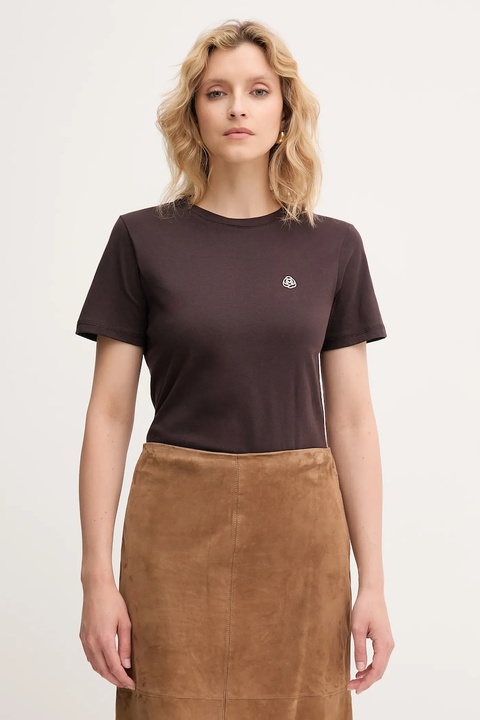 Marella t-shirt bawełniany damski kolor brązowy 2523976084200 - zdjęcie produktu nr 1