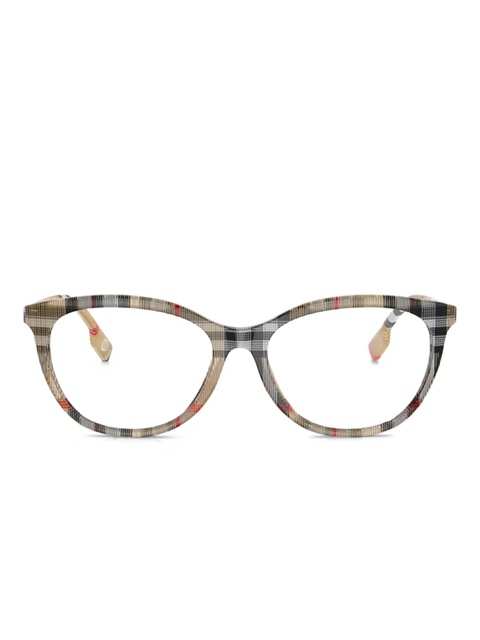 Burberry Eyewear check-pattern round-frame glasses - Brown - zdjęcie produktu nr 1