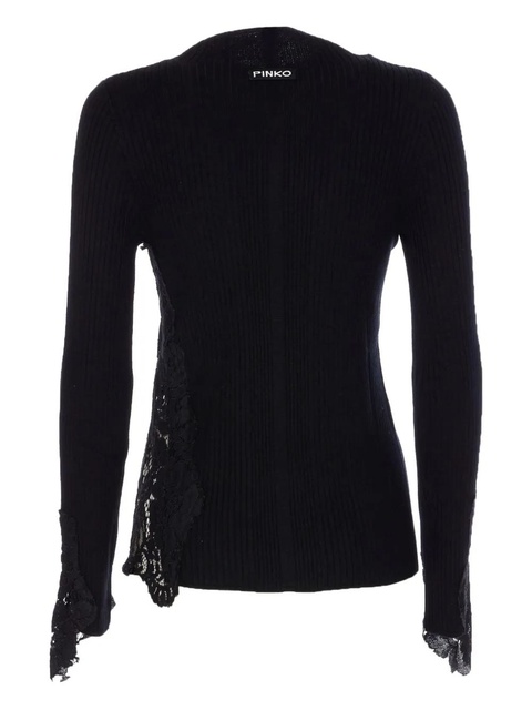 PINKO lace-insert ribbed sweater - Black - zdjęcie produktu nr 2