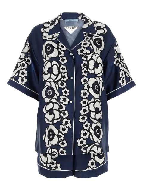 Prada floral-print short pyjamas - Blue - zdjęcie produktu nr 1