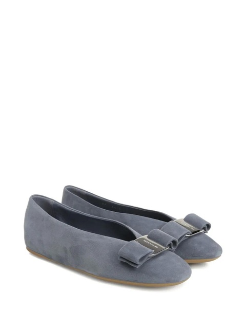 Ferragamo bow-embellished suede ballet flats - Blue - zdjęcie produktu nr 2