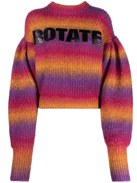 ROTATE BIRGER CHRISTENSEN intarsia-logo striped cropped jumper - Pink - zdjęcie produktu nr 1