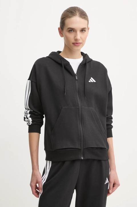 adidas bluza Essentials damska kolor czarny z kapturem z aplikacją JE1283 - zdjęcie produktu nr 1