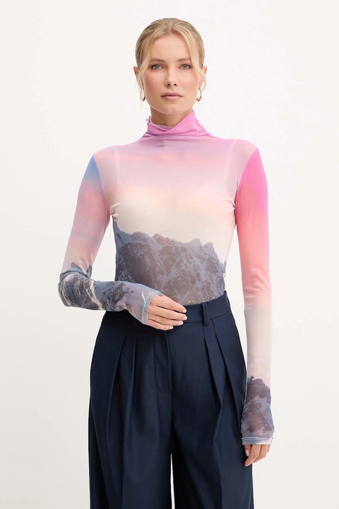Patrizia Pepe longsleeve kolor różowy z półgolfem 2M4498 J667 - zdjęcie produktu nr 1