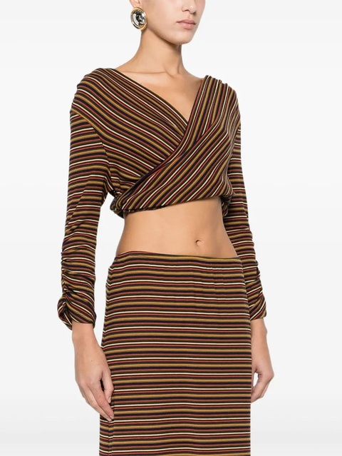 Anna Sui striped wrap top - Brown - zdjęcie produktu nr 1