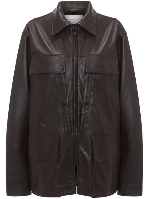 Victoria Beckham Chore leather jacket - Brown - zdjęcie produktu nr 1