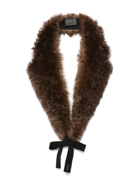 Prada shearling-bow scarf - Brown - zdjęcie produktu nr 2