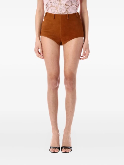 Self-Portrait suede mini shorts - Brown - zdjęcie produktu nr 1