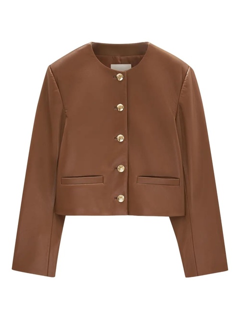 ANINE BING button-fastening leather jacket - Brown - zdjęcie produktu nr 1