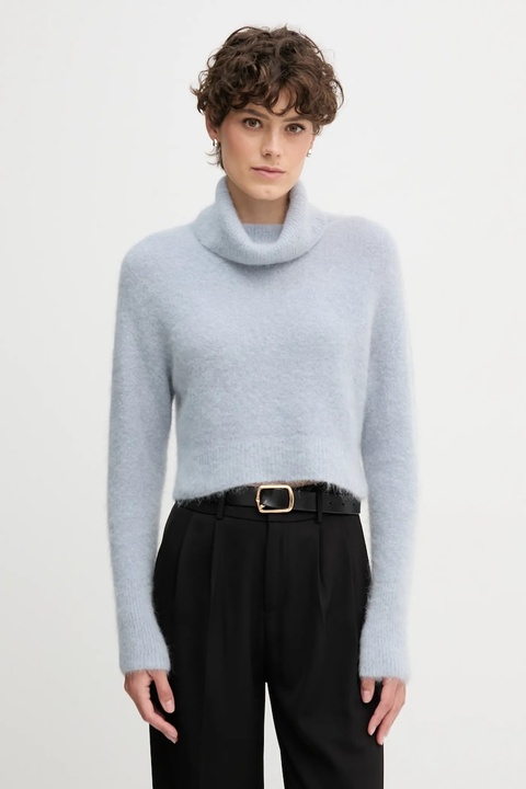 Sandro Ferrone sweter z dodatkiem alpaki damski kolor niebieski z golfem S9YBFNOME - zdjęcie produktu nr 1