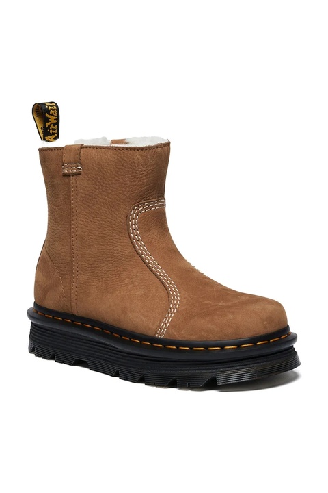 Dr. Martens botki nubukowe ZebZag Rigger Warm Lined damskie kolor brązowy na platformie ocieplone DM42023200 - zdjęcie produktu nr 2
