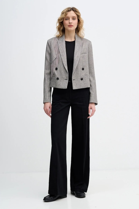 Sisley marynarka kolor czarny dwurzędowa 2D12LW03P - zdjęcie produktu nr 2