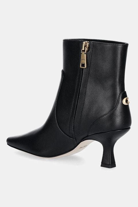 Coach botki skórzane Sculpted C Kitten Heel Leather Bootie damskie kolor czarny na szpilce CBP25 - zdjęcie produktu nr 2