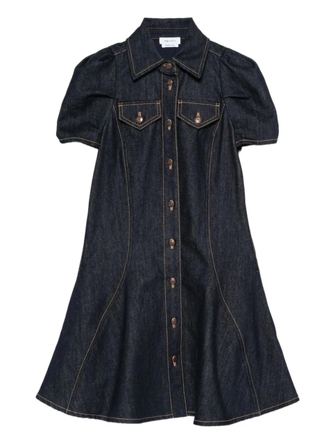 Alexander McQueen puff-sleeve button-front denim dress - Blue - zdjęcie produktu nr 1